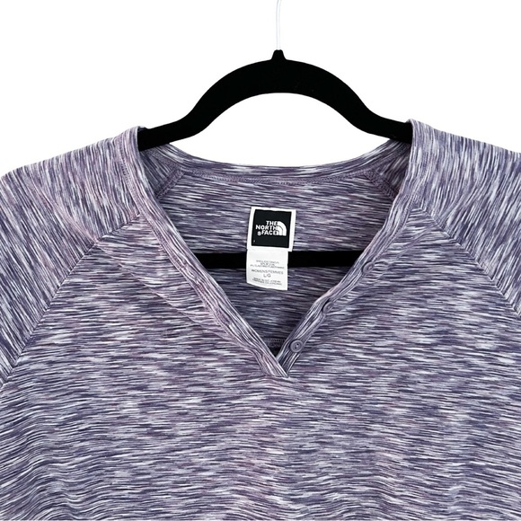 NORTH FACE Purple Long Sleeve Winter Base Layer V-neck Shirt Sz L - Picture 3 of 5